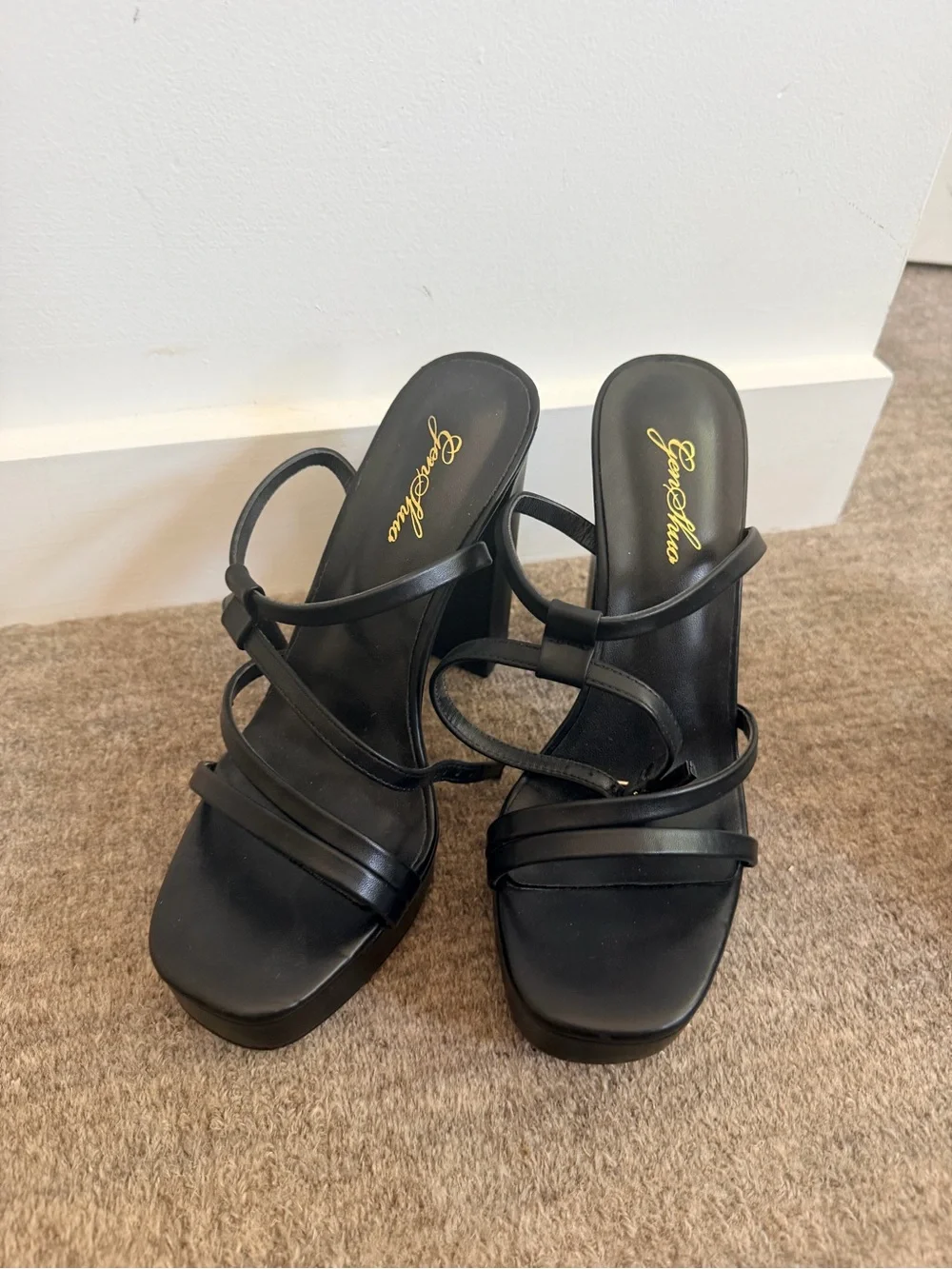 Black Platform Strappy High-Heel